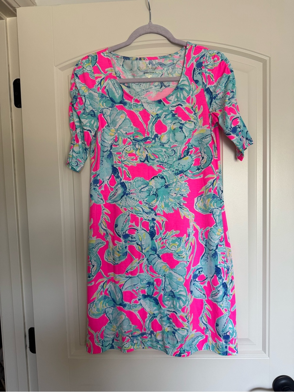 Lilly Pulitzer Hot Pink & Aqua Floral-Print Midi Dress